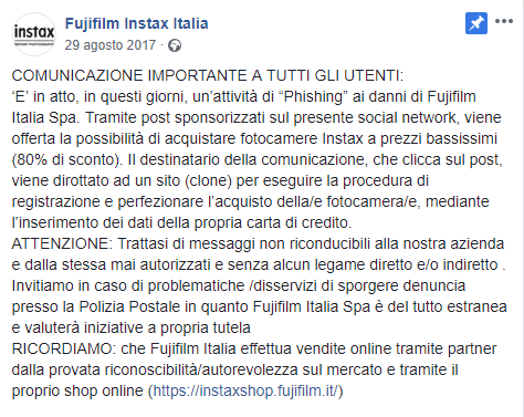 affidabilità ecommerce: siti falsi fujifilm