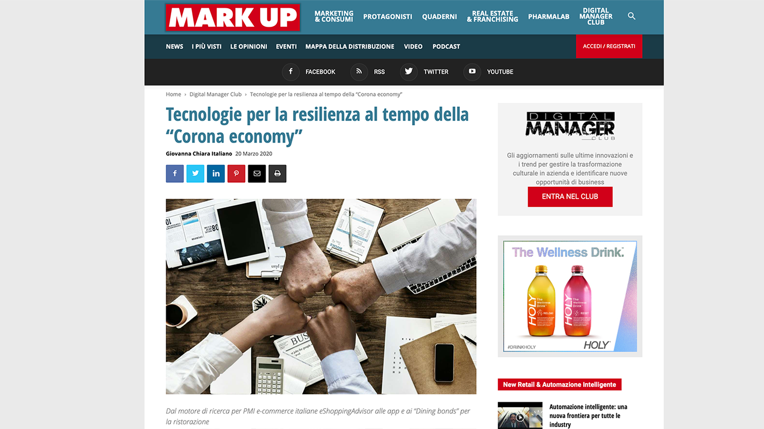 Tecnologie per la resilienza al tempo della “Corona economy”