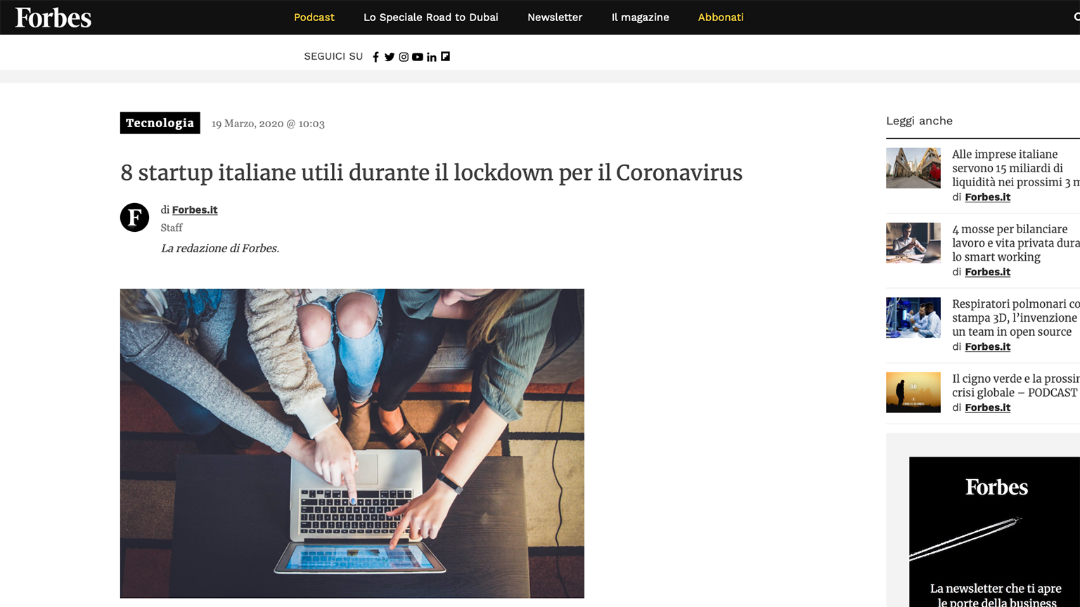 8 startup italiane utili durante il lockdown per il Coronavirus