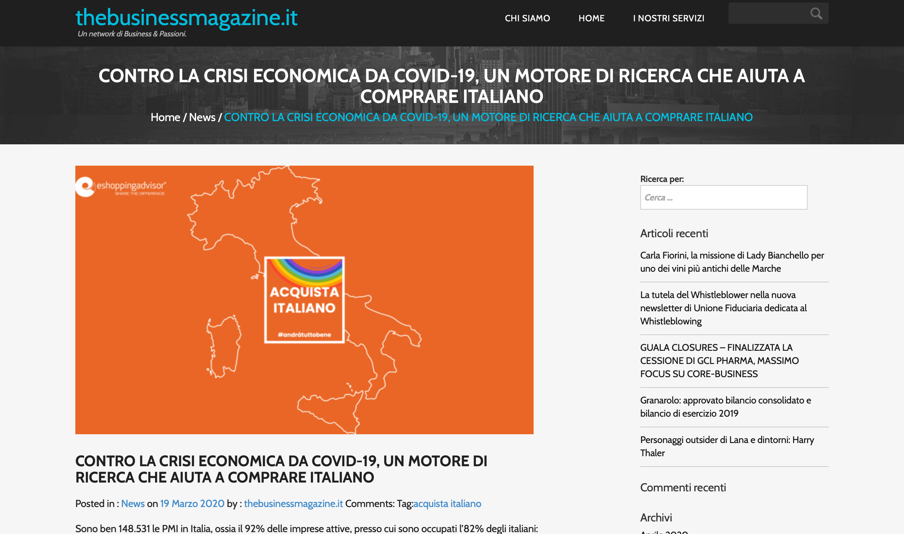 Contro la crisi economica da COVID-19, un motore di ricerca che aiuta a comprare italiano