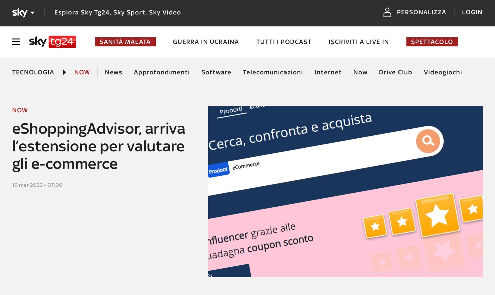 skytg24 estensione chrome